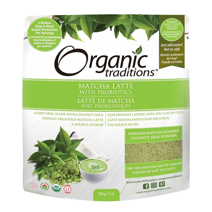 Organic Traditions Matcha Latte With Probiotics Powder 150 g - Easy Pharmacy LLC