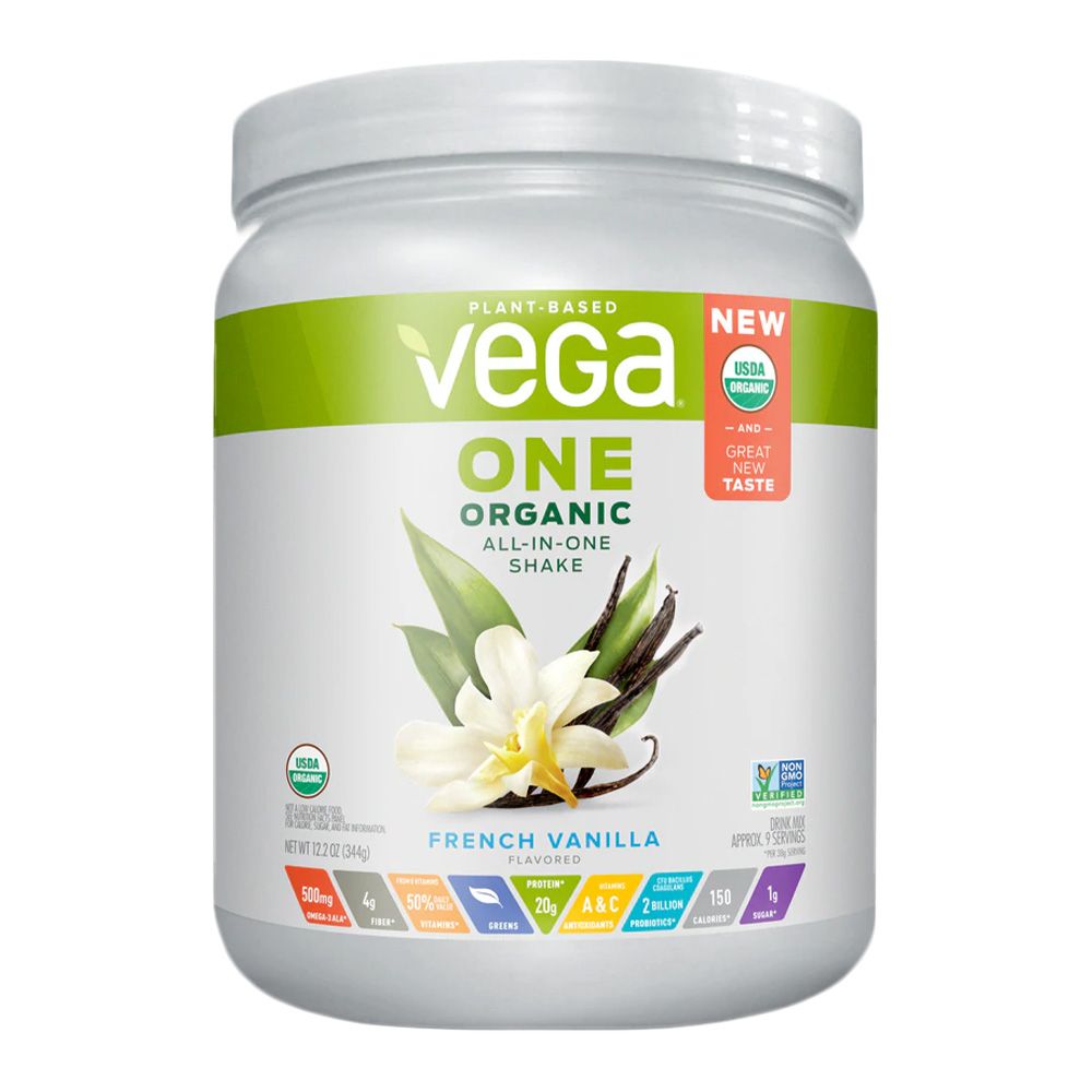 Vega One® Organic All-in-One Shake - Plant-Based Powder French Vanilla 12.2 oz - Easy Pharmacy LLC