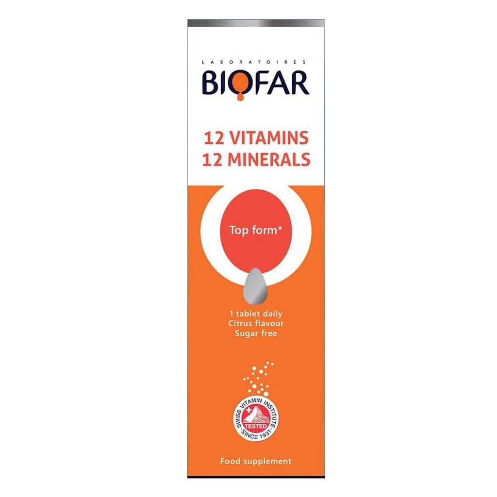 Biofar Vital 12 Vitamins & 12 Minerals Sugar Free Effervescent Tablets, Citrus Flavor, Pack of 20's - Easy Pharmacy LLC