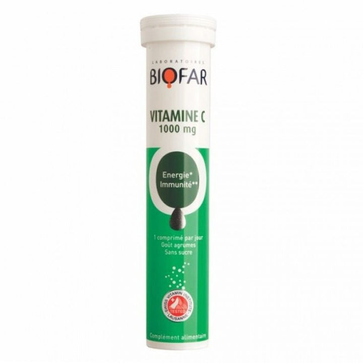 Biofar Vital Vitamin C 1000mg Effervescent Tablets For energy and Immunity, Citrus Flavor, Pack of 20's - Easy Pharmacy LLC