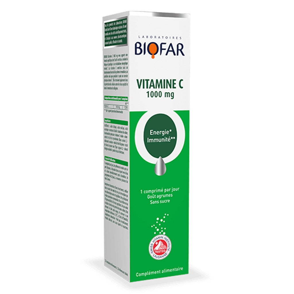 Biofar Vital Vitamin C 1000mg Effervescent Tablets For energy and Immunity, Citrus Flavor, Pack of 20's - Easy Pharmacy LLC