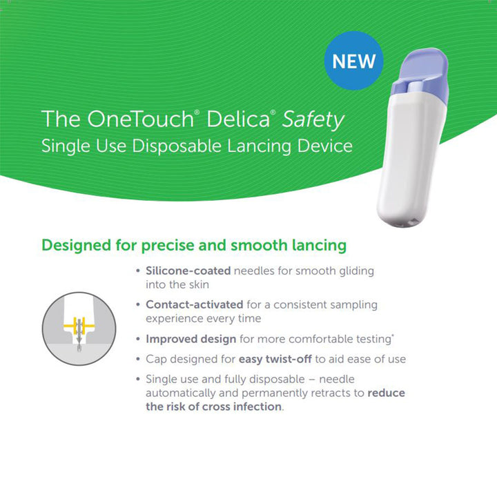 OneTouch Delica Safety 30G Blood Sugar Lancets 200's - Easy Pharmacy LLC