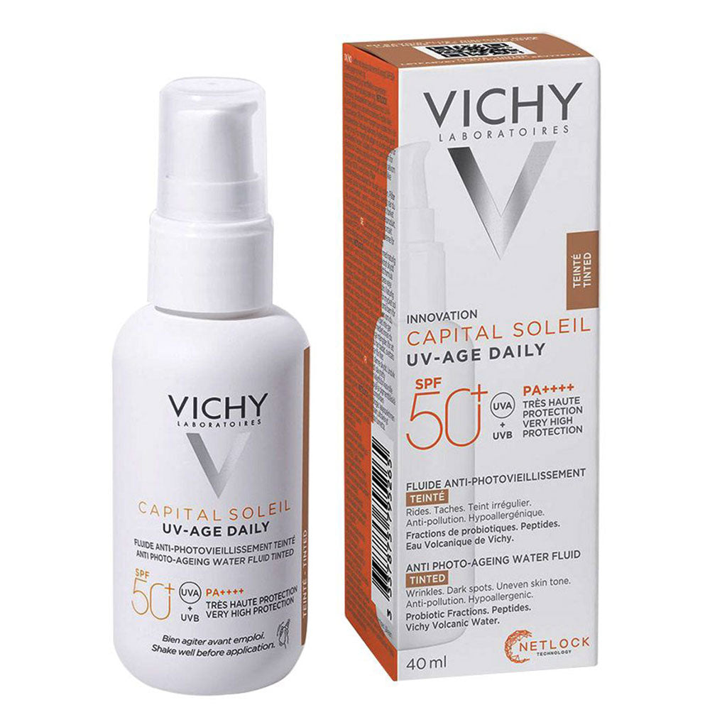 Vichy Capital Soleil UV-Age Daily SPF50+ PA++++ Tinted Anti Ageing Fluid Sunscreen With Niacinamide 40ml - Easy Pharmacy LLC