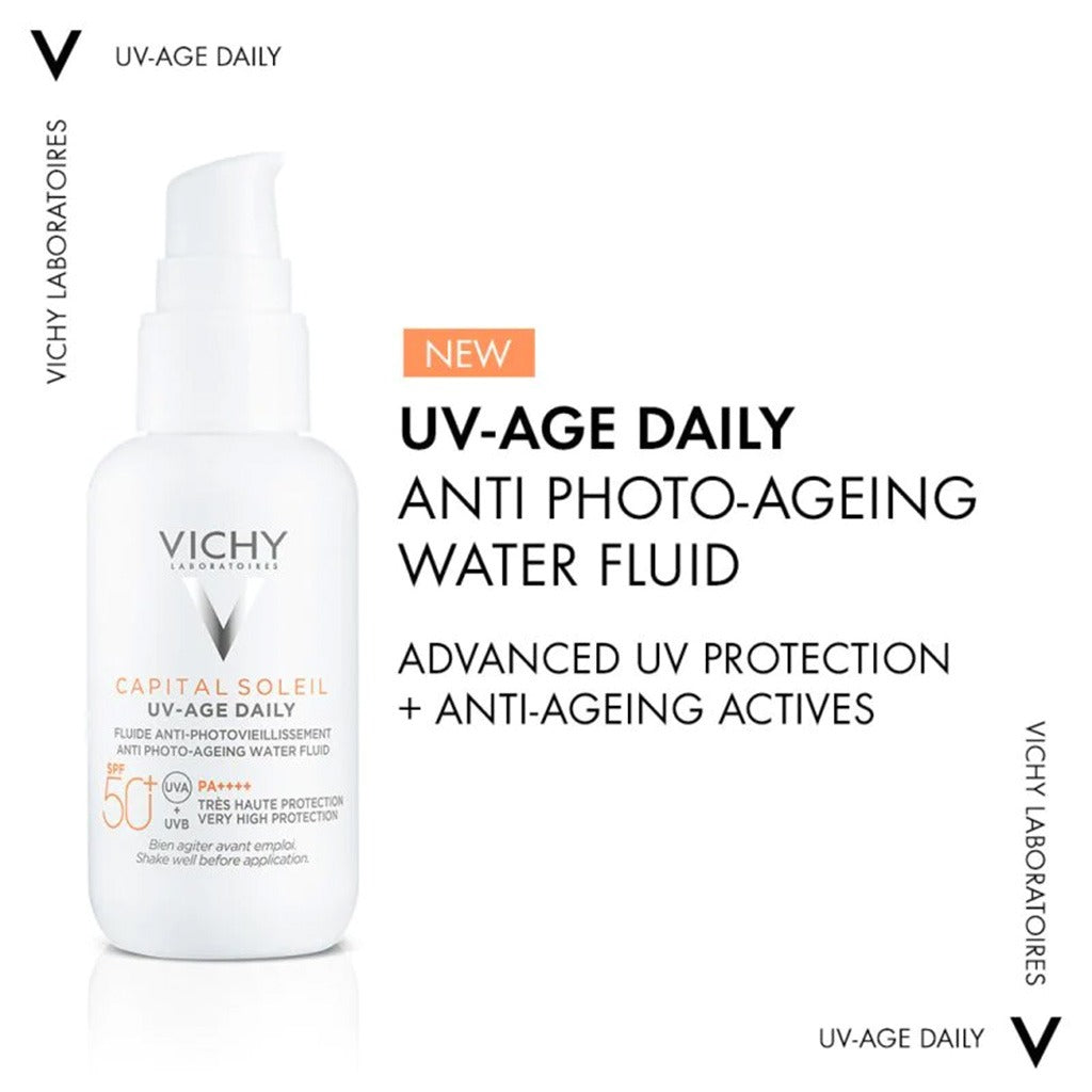 Vichy Capital Soleil UV-Age Daily SPF50+ PA++++ Anti Ageing Fluid Sunscreen With Niacinamide 40ml - Easy Pharmacy LLC
