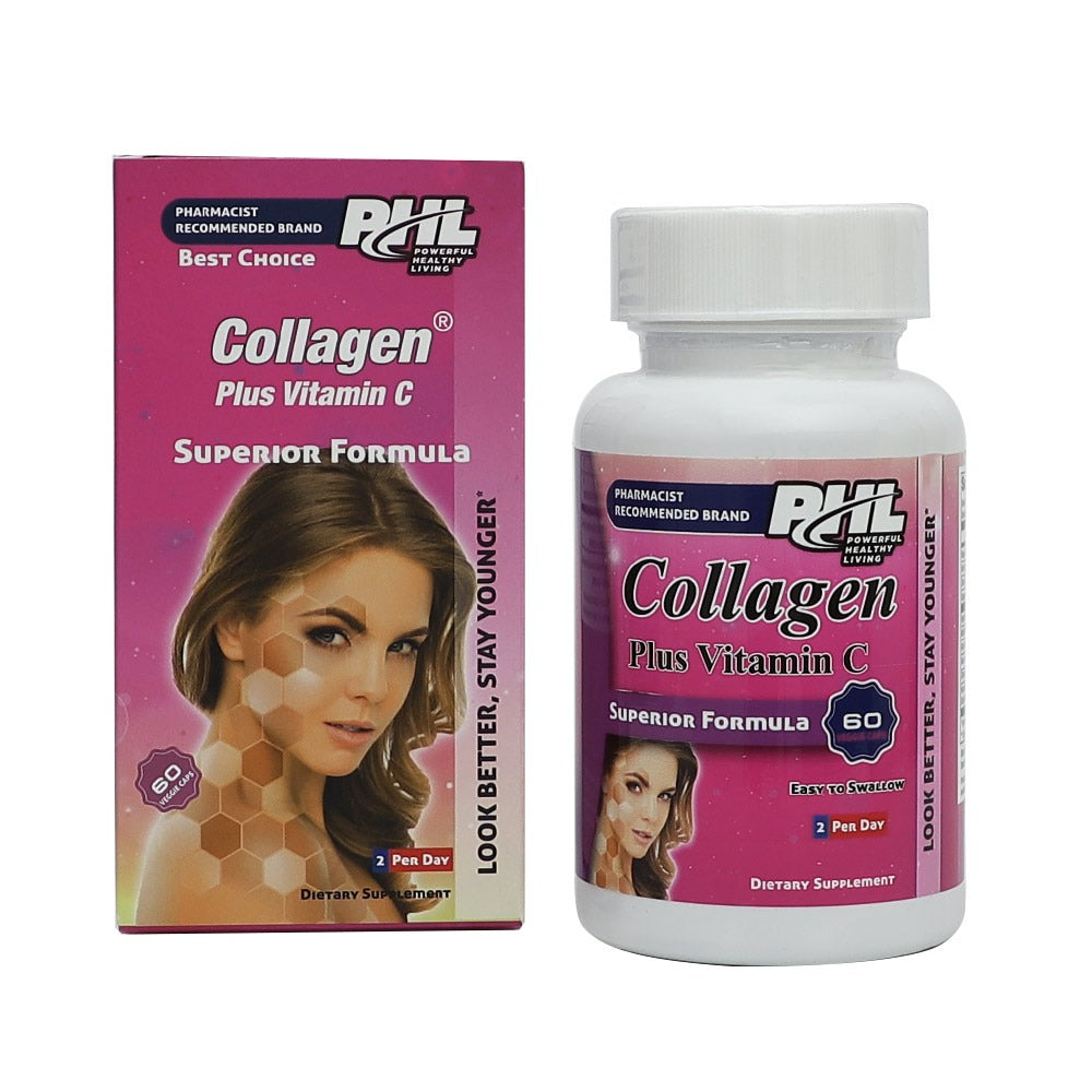 PHL Collagen Plus Vitamin C Veggie Capsules, Pack of 60's - Easy Pharmacy LLC