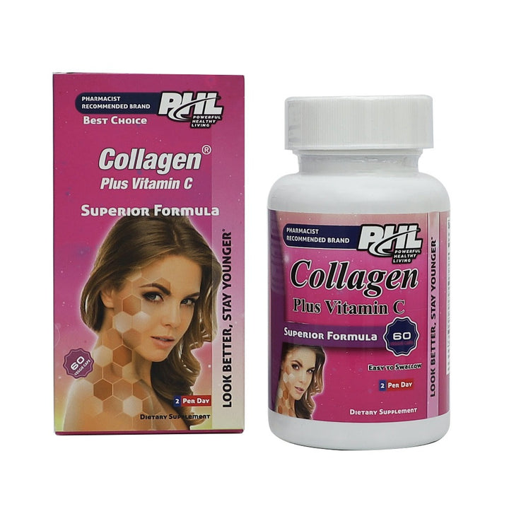 PHL Collagen Plus Vitamin C Veggie Capsules, Pack of 60's - Easy Pharmacy LLC