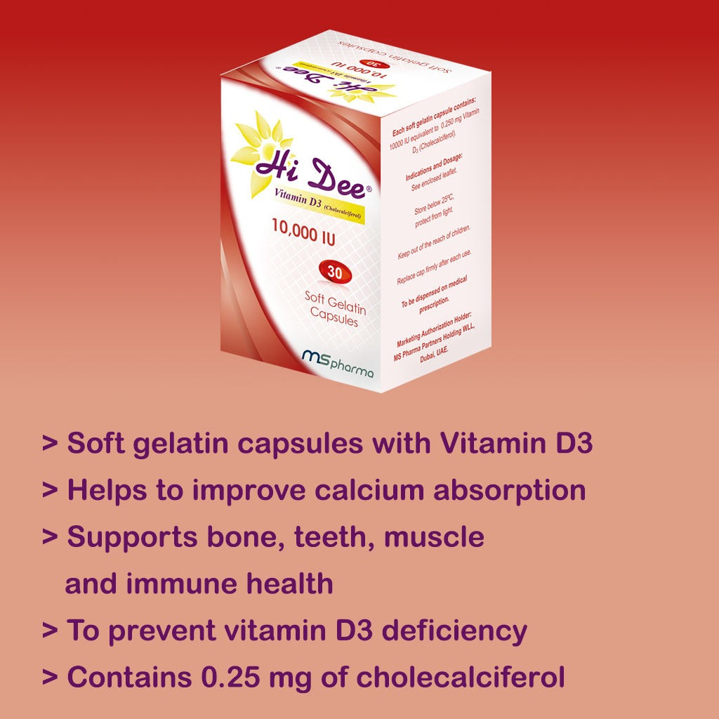 Hi Dee Vitamin D3 10000 IU Soft Gelatin Capsules 30's - Easy Pharmacy LLC