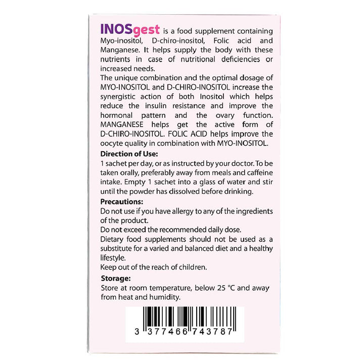 INOSgest Women's Supplement Powder Sachets For Oral Solution With Inositol, Folic Acid & Manganese 2.4g, Pack of 30’s, Exp Date: Dec 2024 - Easy Pharmacy LLC