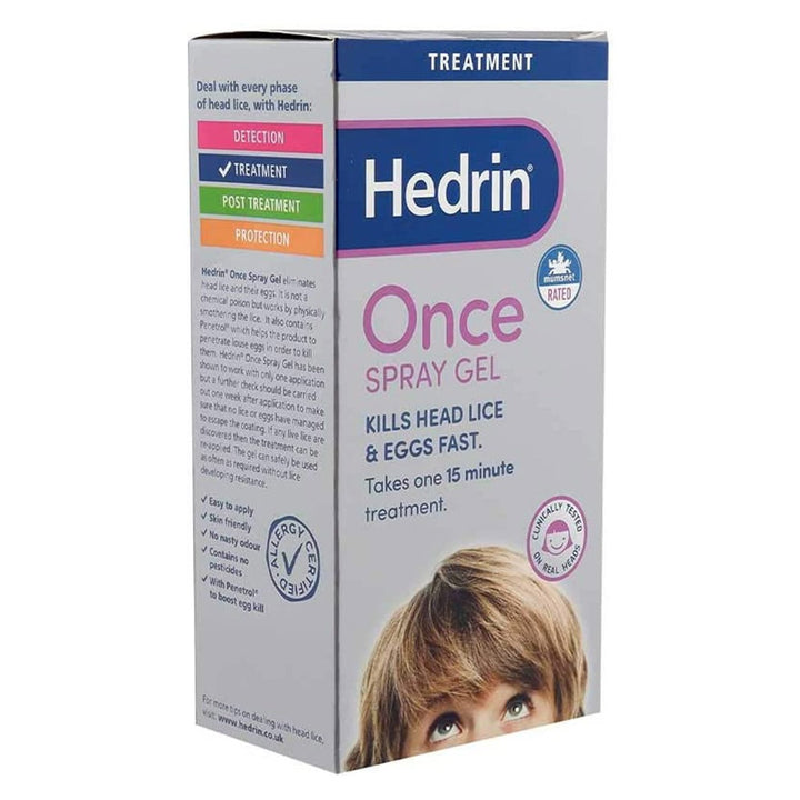 Hedrin Once Spray Gel For Head Lice Treatment 100 mL - Easy Pharmacy LLC