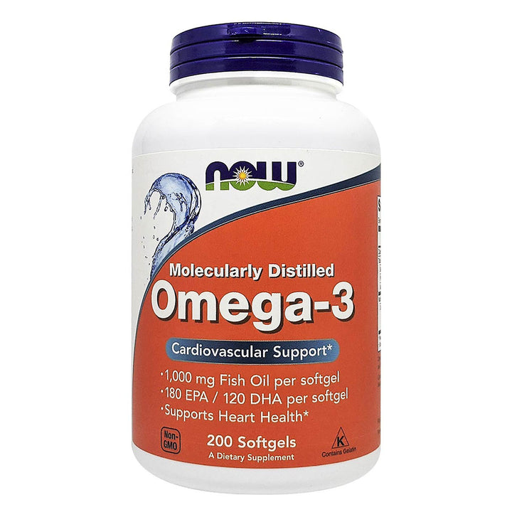 Now Omega 3 1000mg Fish Oil Supplement Softgels, Pack of 200's - Easy Pharmacy LLC