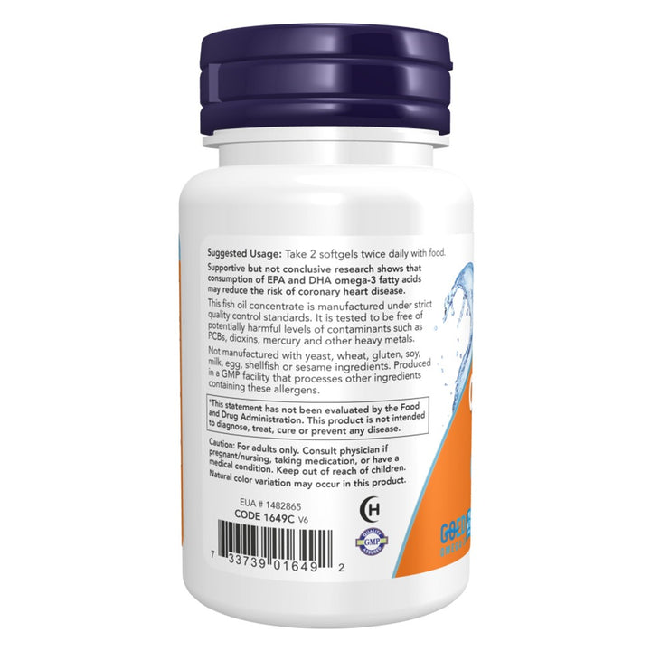 Now Omega 3 1000mg Fish Oil Supplement Softgels, Pack of 200's - Easy Pharmacy LLC