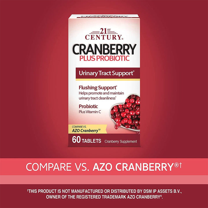 21st Century Cranberry Plus Probiotic Tablets For Urinary Tract Support, Pack of 60's - Easy Pharmacy LLC