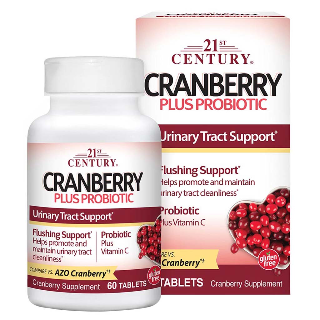 21st Century Cranberry Plus Probiotic Tablets For Urinary Tract Support, Pack of 60's - Easy Pharmacy LLC