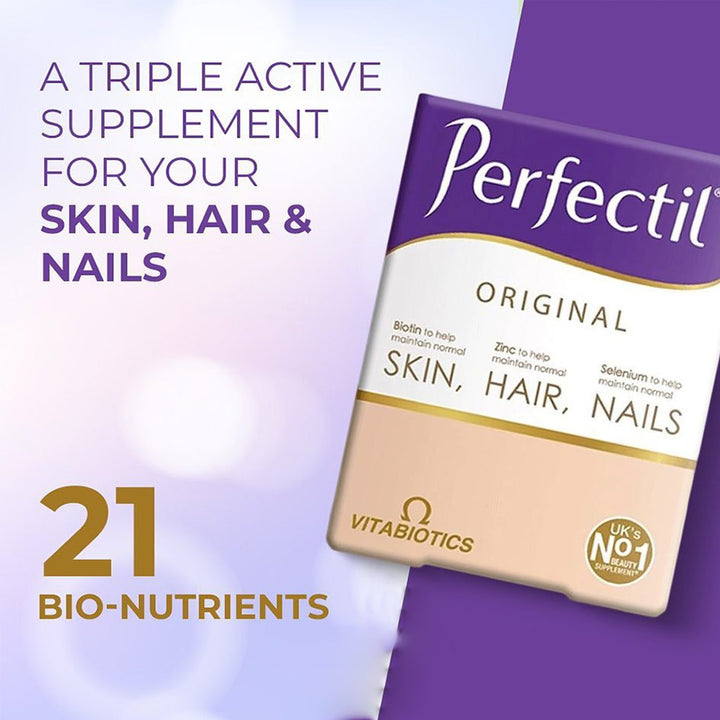 Vitabiotics Perfectil Original Triple Active Tablets With Biotin, Zinc & Selenium For Skin, Hair & Nails, Pack of 90's - Easy Pharmacy LLC
