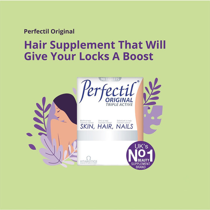 Vitabiotics Perfectil Original Triple Active Tablets With Biotin, Zinc & Selenium For Skin, Hair & Nails, Pack of 90's - Easy Pharmacy LLC