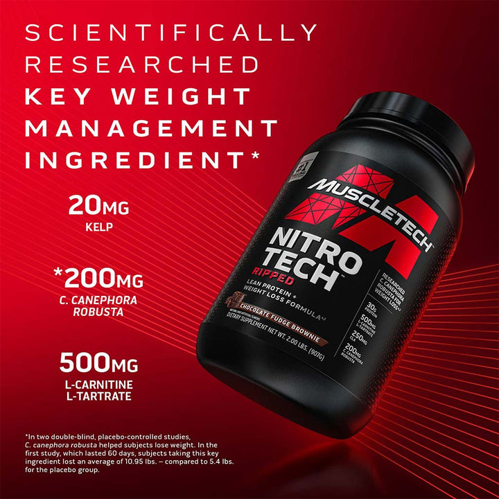 MuscleTech Nitrotech Ripped Powder Chocolate Fudge Brownie 4 LB - Easy Pharmacy LLC