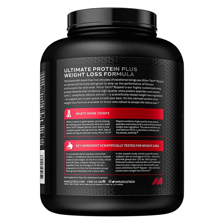 MuscleTech Nitrotech Ripped Powder Chocolate Fudge Brownie 4 LB - Easy Pharmacy LLC
