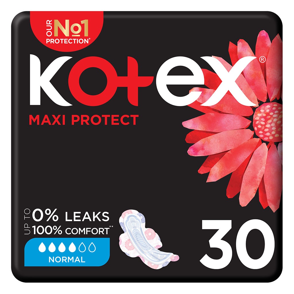 Kotex Maxi Protect Thick Pads With Wings, Normal Size, Pack of 30's - Easy Pharmacy LLC