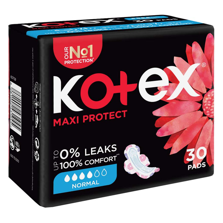 Kotex Maxi Protect Thick Pads With Wings, Normal Size, Pack of 30's - Easy Pharmacy LLC