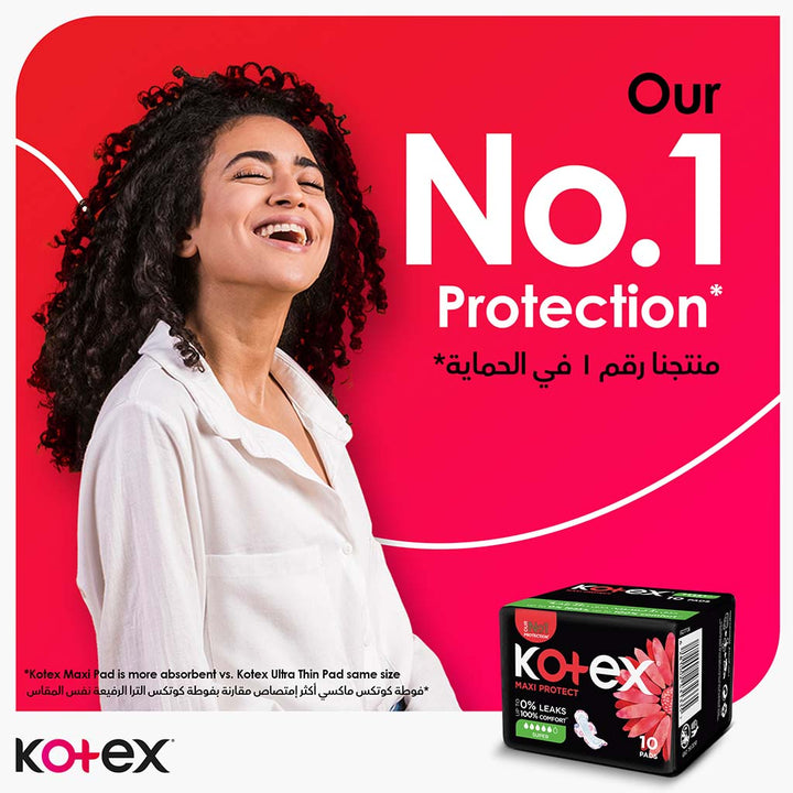 Kotex Maxi Protect Thick Pads With Wings, Super Size, Pack of 30's - Easy Pharmacy LLC