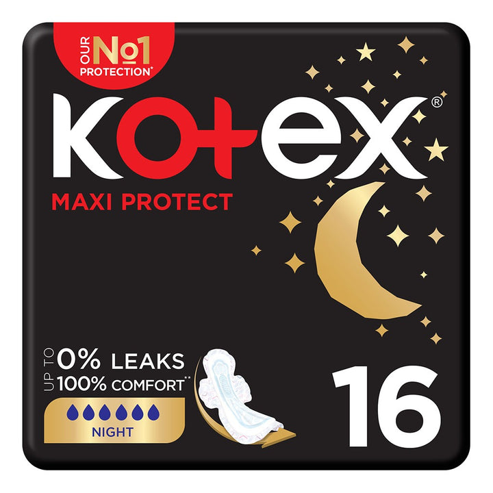 Kotex Maxi Protect Thick Sanitary Pads With Wings For Overnight Protection, Pack of 16's - Easy Pharmacy LLC