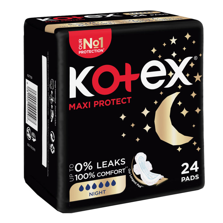 Kotex Maxi Protect Thick Sanitary Pads With Wings For Overnight Protection, Pack of 24's - Easy Pharmacy LLC