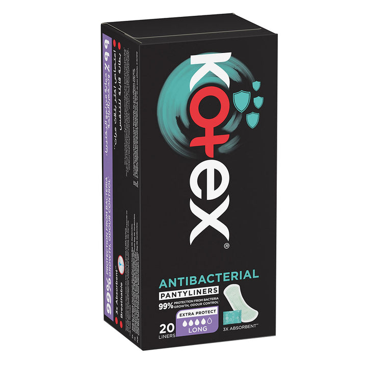Kotex Antibacterial Daily Panty Liners For 99% Protection from Bacteria, Scented, Long Size, Pack of 20's - Easy Pharmacy LLC