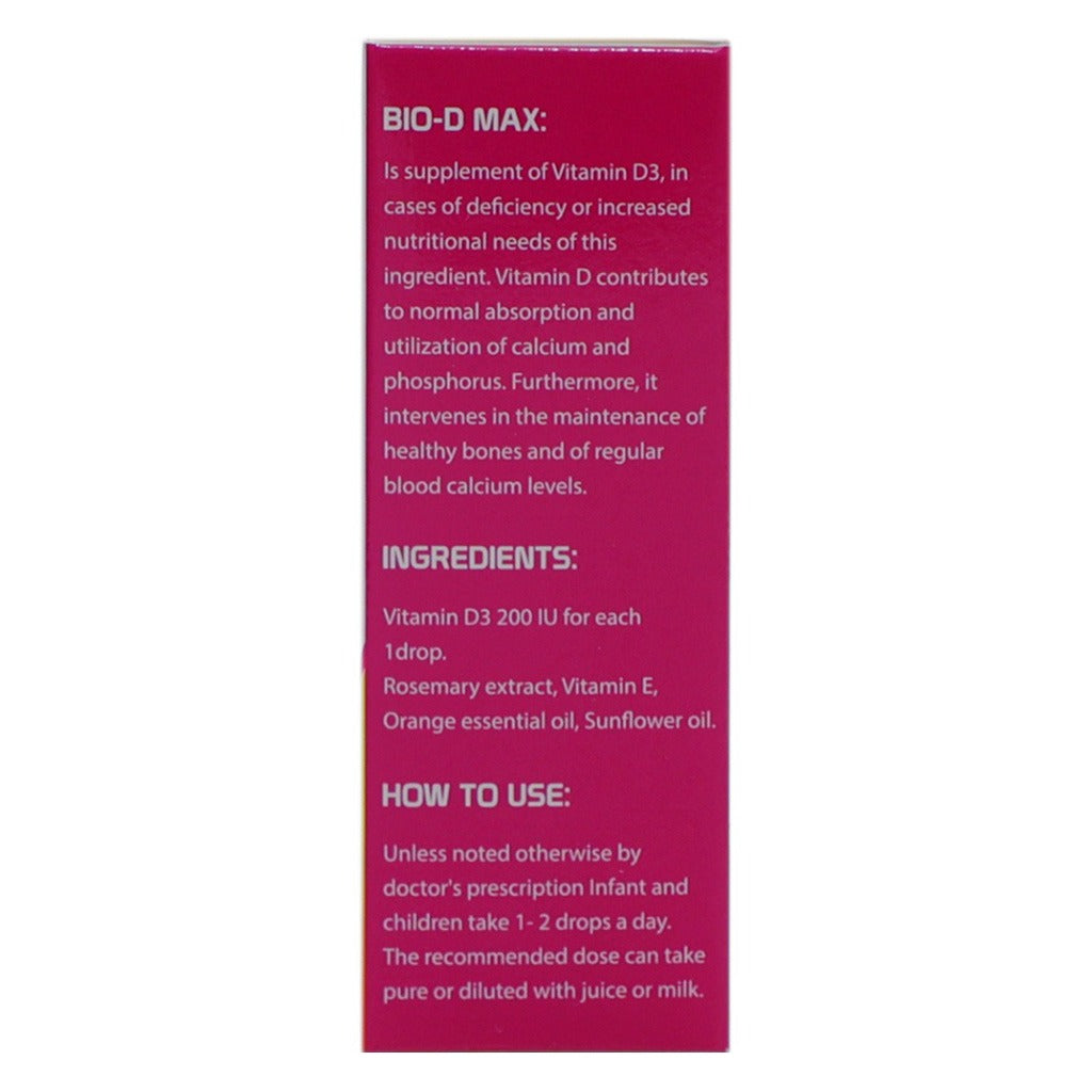Bio-D Max Vitamin D3 200 IU/1Drop Oral Drops 15 mL - Easy Pharmacy LLC