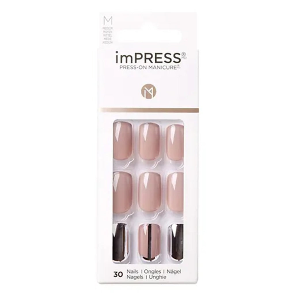 Kiss imPRESS Press On Manicure Cloudy Medium KIMM12C 30's - Easy Pharmacy LLC