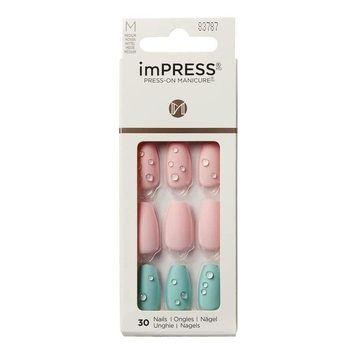 Kiss imPRESS Press On Manicure Dew Drop Medium 30's - Easy Pharmacy LLC