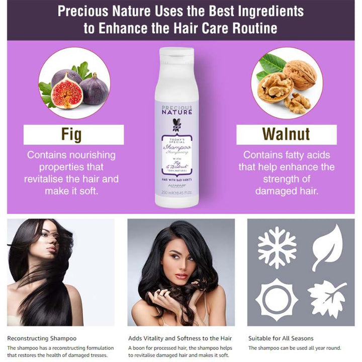 Alfaparf Milano Precious Nature Restructuring Shampoo With Fig & Walnut For Hair With Bad Habits 250ml - Easy Pharmacy LLC