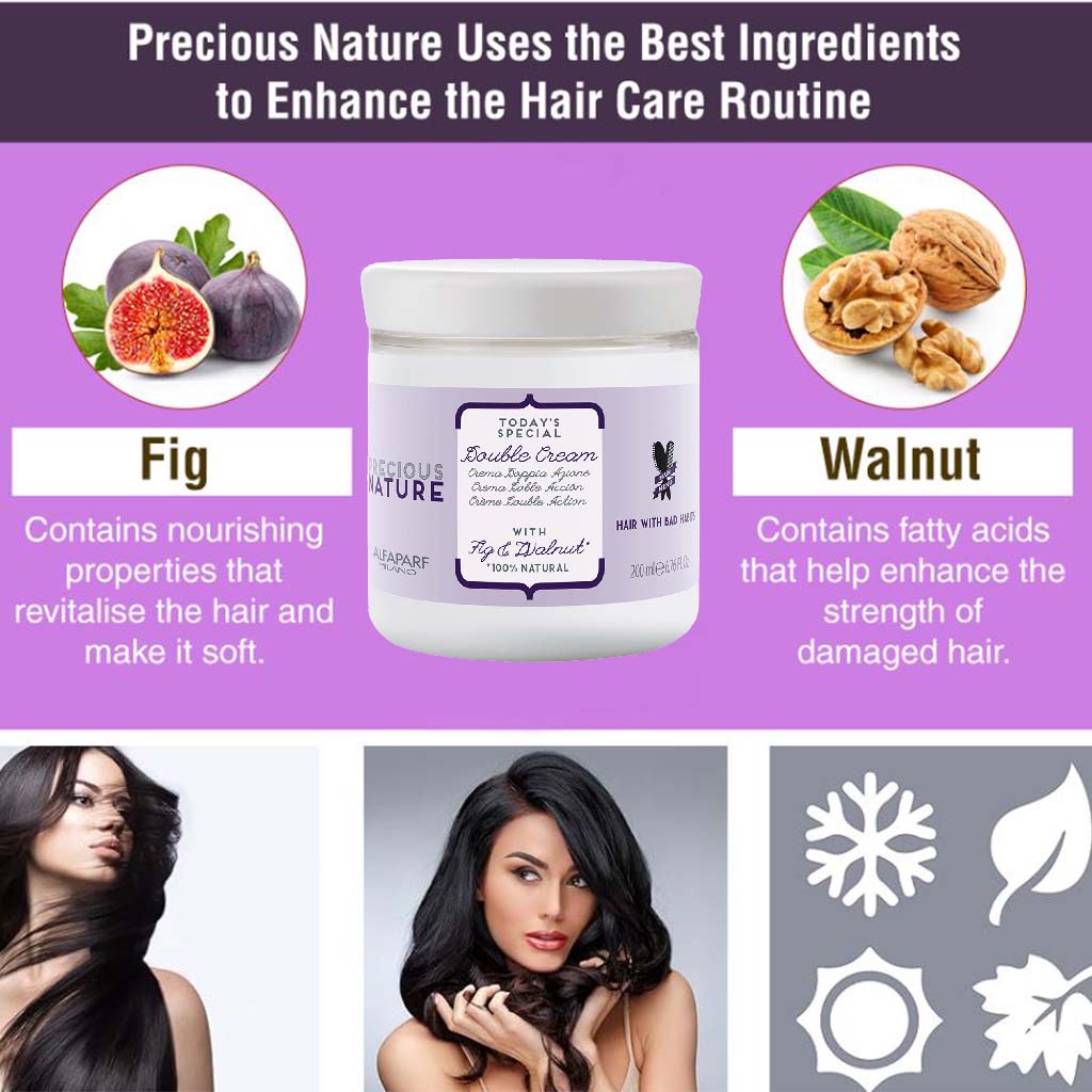 Alfaparf Milano Precious Nature Double Cream Restructuring Hair Mask With Fig & Walnut For Hair With Bad Habits 200ml - Easy Pharmacy LLC