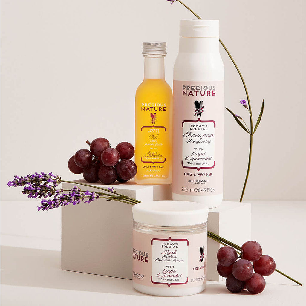 Alfaparf Milano Precious Nature Curly & Wavy Hair Shampoo With Grape & Lavender 250ml - Easy Pharmacy LLC