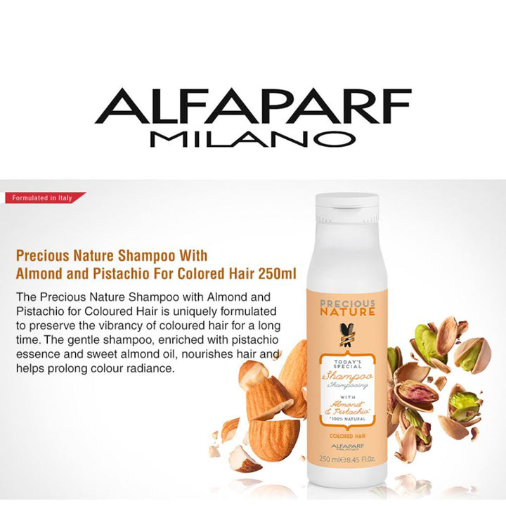 Alfaparf Milano Precious Nature Colored Hair Shampoo With Almond & Pistachio 250ml - Easy Pharmacy LLC