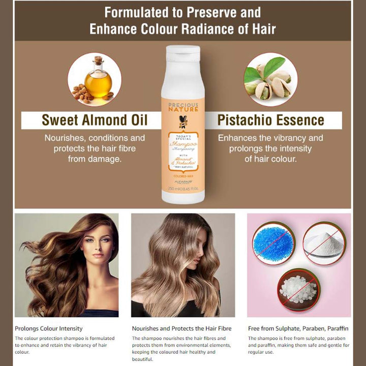Alfaparf Milano Precious Nature Colored Hair Shampoo With Almond & Pistachio 250ml - Easy Pharmacy LLC