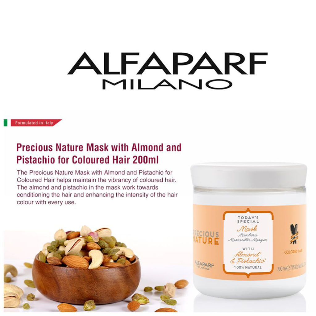 Alfaparf Milano Precious Nature Strengthening Hair Mask For Colored Hair With Almond & Pistachio 200ml - Easy Pharmacy LLC