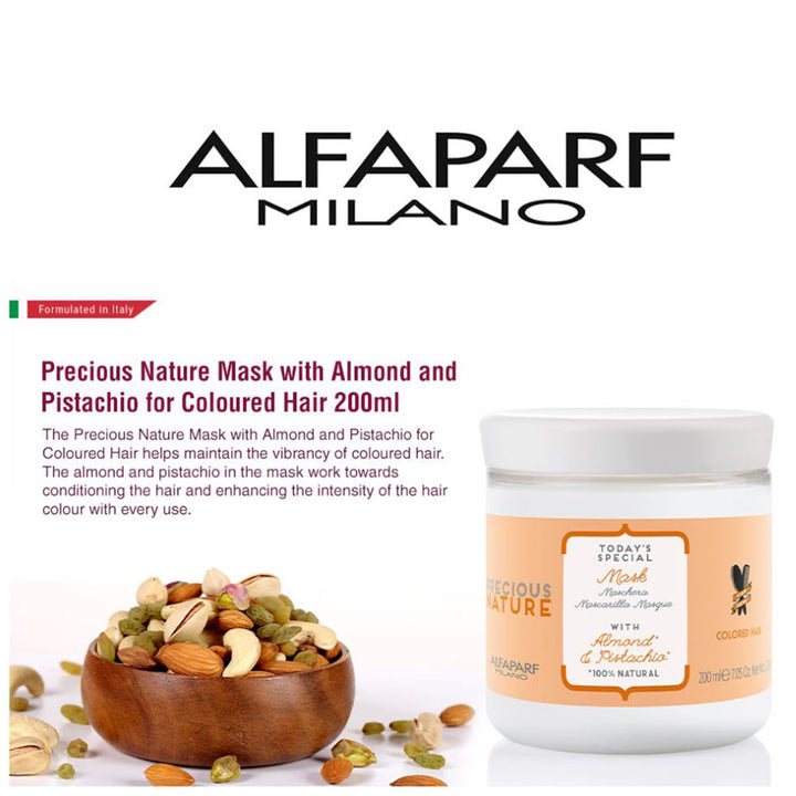 Alfaparf Milano Precious Nature Strengthening Hair Mask For Colored Hair With Almond & Pistachio 200ml - Easy Pharmacy LLC
