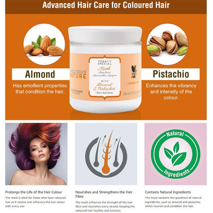 Alfaparf Milano Precious Nature Strengthening Hair Mask For Colored Hair With Almond & Pistachio 200ml - Easy Pharmacy LLC