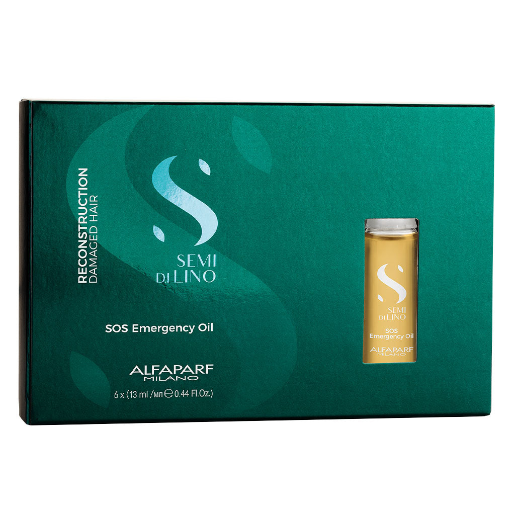 Alfaparf Milano Semi Di Lino SOS Emergency Hair Oil Professional Reconstruction Treatment For Damaged Hair, Pack of 6 x 13ml Vials - Easy Pharmacy LLC