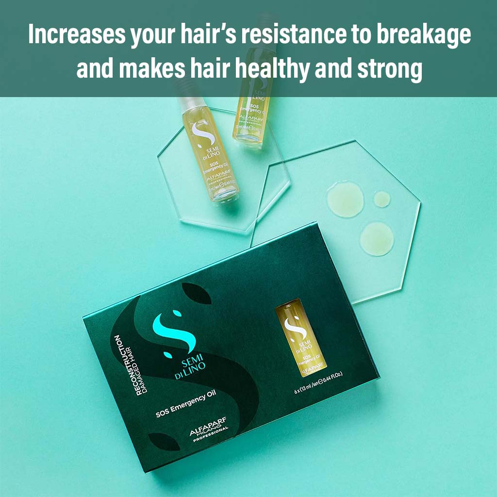 Alfaparf Milano Semi Di Lino SOS Emergency Hair Oil Professional Reconstruction Treatment For Damaged Hair, Pack of 6 x 13ml Vials - Easy Pharmacy LLC
