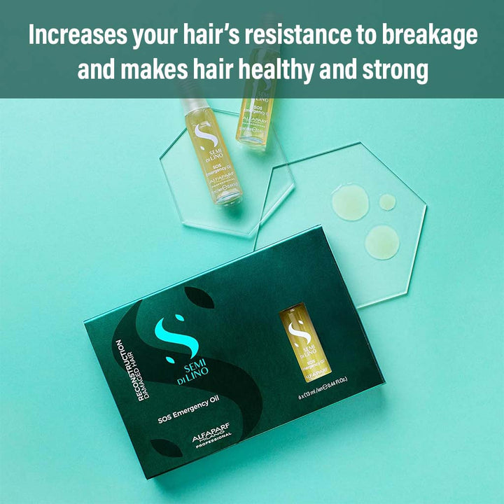 Alfaparf Milano Semi Di Lino SOS Emergency Hair Oil Professional Reconstruction Treatment For Damaged Hair, Pack of 6 x 13ml Vials - Easy Pharmacy LLC