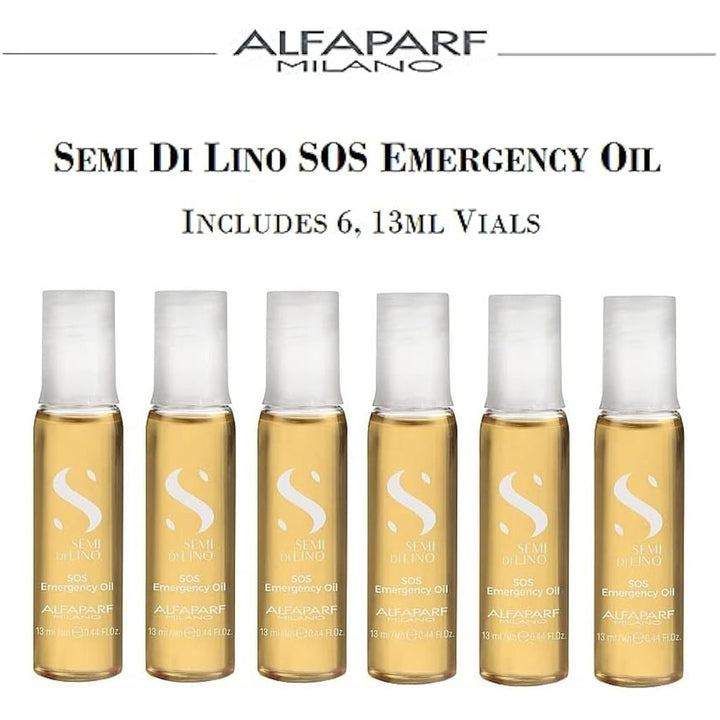 Alfaparf Milano Semi Di Lino SOS Emergency Hair Oil Professional Reconstruction Treatment For Damaged Hair, Pack of 6 x 13ml Vials - Easy Pharmacy LLC