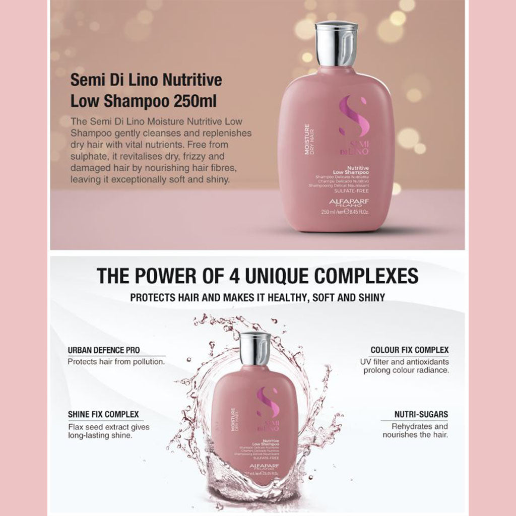 Alfaparf Milano Semi Di Lino Moisture Nutritive Sulfate Free Low Shampoo For Dry Hair 250ml - Easy Pharmacy LLC