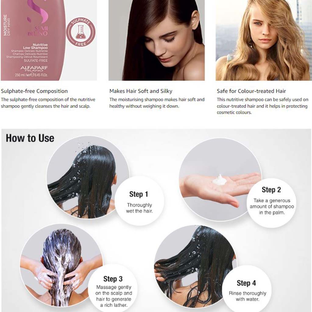 Alfaparf Milano Semi Di Lino Moisture Nutritive Sulfate Free Low Shampoo For Dry Hair 250ml - Easy Pharmacy LLC