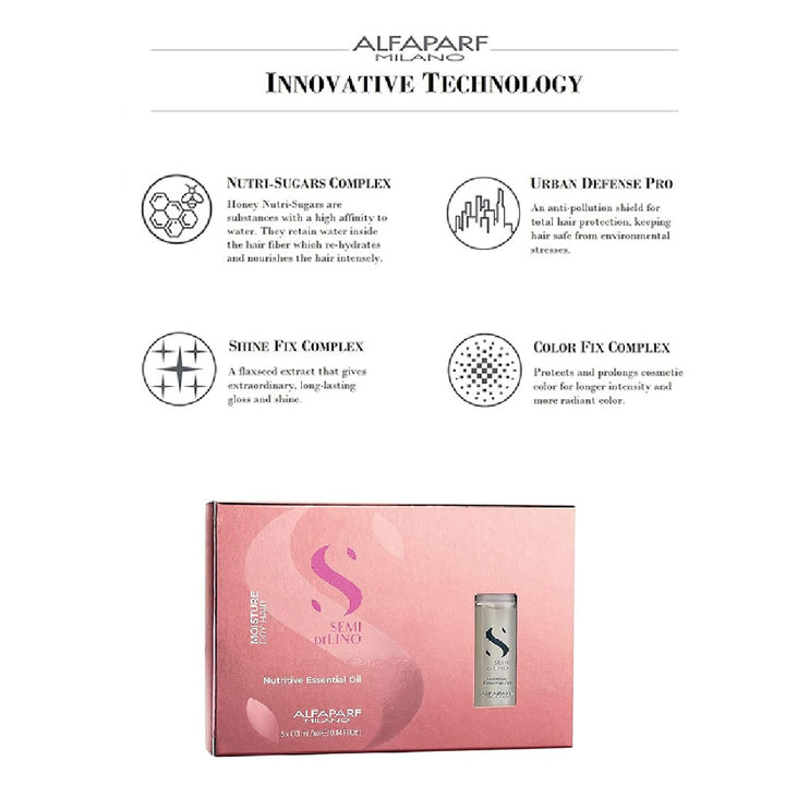 Alfaparf Milano Semi Di Lino Moisture Nutritive Essential Hair Oil For Dry Hair, Pack of 6 x 13ml Vials - Easy Pharmacy LLC