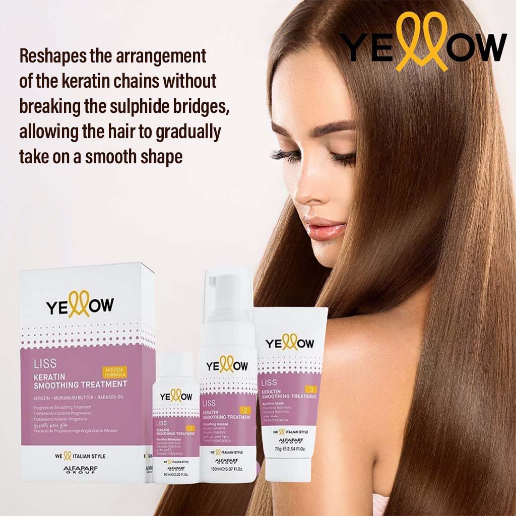 Alfaparf Yellow Liss Keratin Smoothing Treatment Kit, Semi Permanent Smoothing Treatment For Frizz Hair - Easy Pharmacy LLC