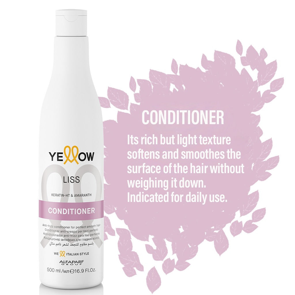 Alfaparf Yellow Liss Professional Anti-Frizz Smoothing Conditioner With Keratin HT & Amaranth For Frizz Hair 500ml - Easy Pharmacy LLC