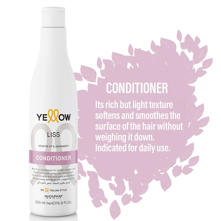 Alfaparf Yellow Liss Professional Anti-Frizz Smoothing Conditioner With Keratin HT & Amaranth For Frizz Hair 500ml - Easy Pharmacy LLC