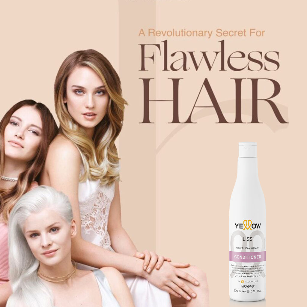 Alfaparf Yellow Liss Professional Anti-Frizz Smoothing Conditioner With Keratin HT & Amaranth For Frizz Hair 500ml - Easy Pharmacy LLC