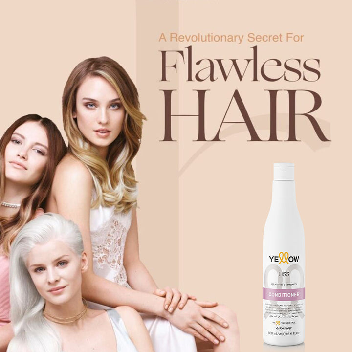 Alfaparf Yellow Liss Professional Anti-Frizz Smoothing Conditioner With Keratin HT & Amaranth For Frizz Hair 500ml - Easy Pharmacy LLC